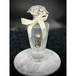 vintage Cellini Collection perfume bottle with a porcelain rose stopper.